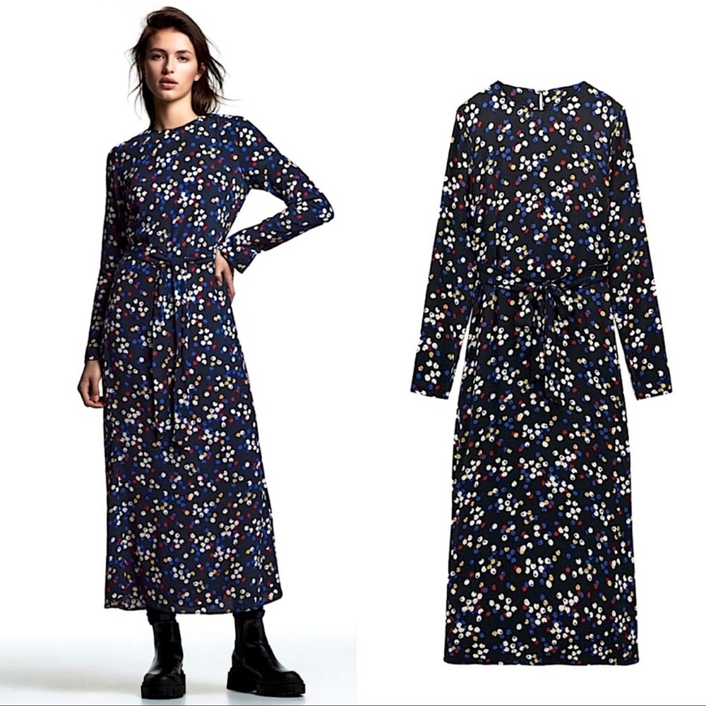 ZARA black polka dot Lexi midi dress